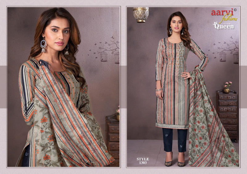 Aarvi Fashion Launch By Cotton Queen Vol 3 Cambric Cotton Fancy Printed Designs Exclusive Salwar Suits With Dupatta