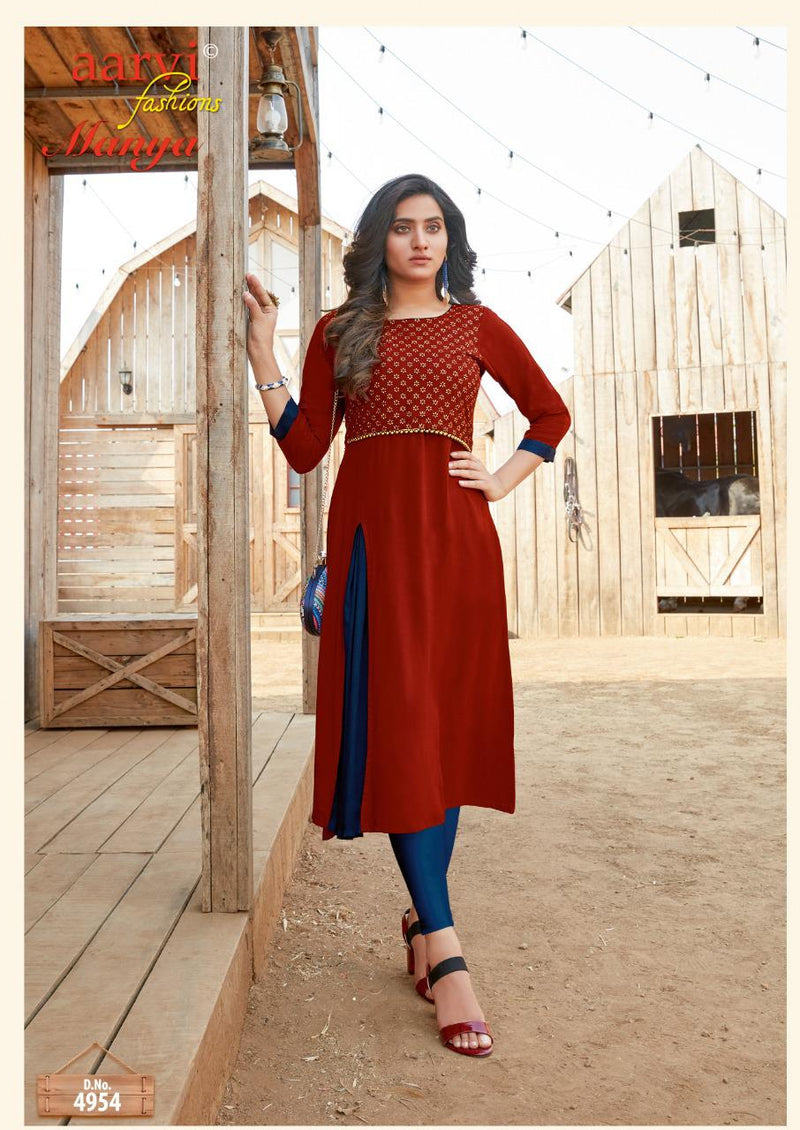 Aarvi Fashion Maanya Vol 24 Fancy Designer Casual Wear Exclusive Readymade Long Kurtis