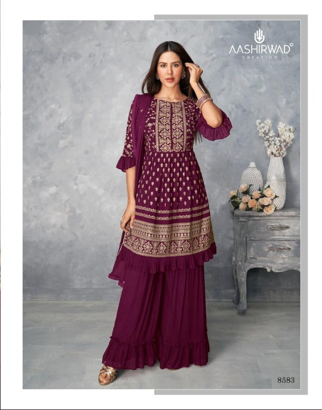 Aashirwad Creation Satrangi Real Georgette Stylish Partywear Salwar Suit