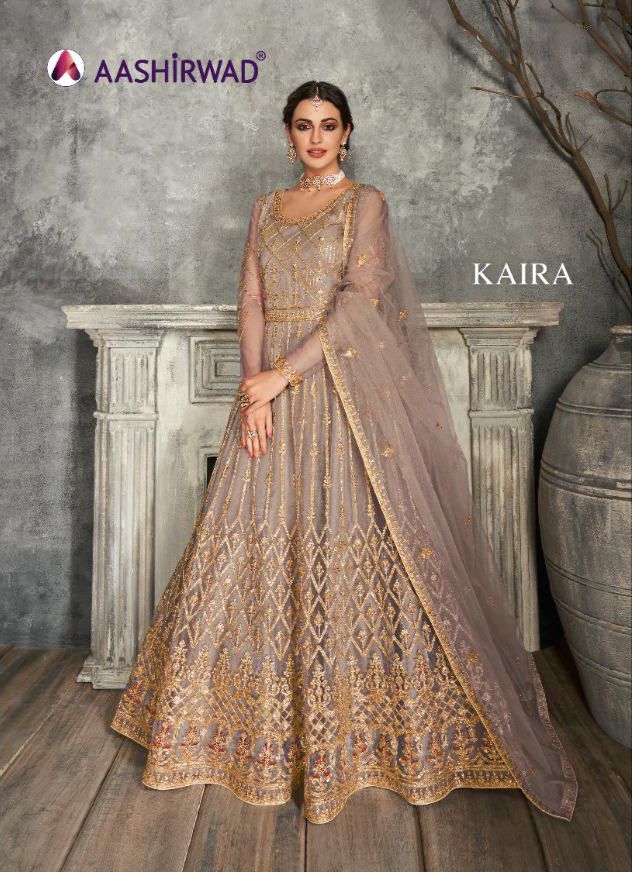 Aashirwad Kaira Butterfly Net With Front Back Work Traditional Salwar Kameez