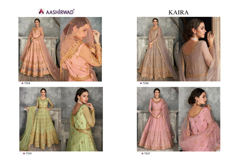Aashirwad Kaira Butterfly Net With Front Back Work Traditional Salwar Kameez