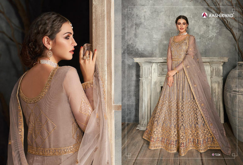 Aashirwad Kaira Butterfly Net With Front Back Work Traditional Salwar Kameez