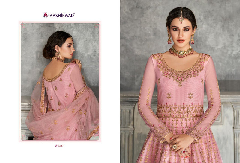 Aashirwad Kaira Butterfly Net With Front Back Work Traditional Salwar Kameez
