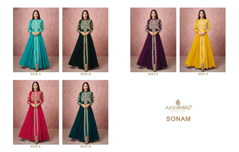 Aashirwad Sonam Real Georgette Silk Santoon Fancy Gown