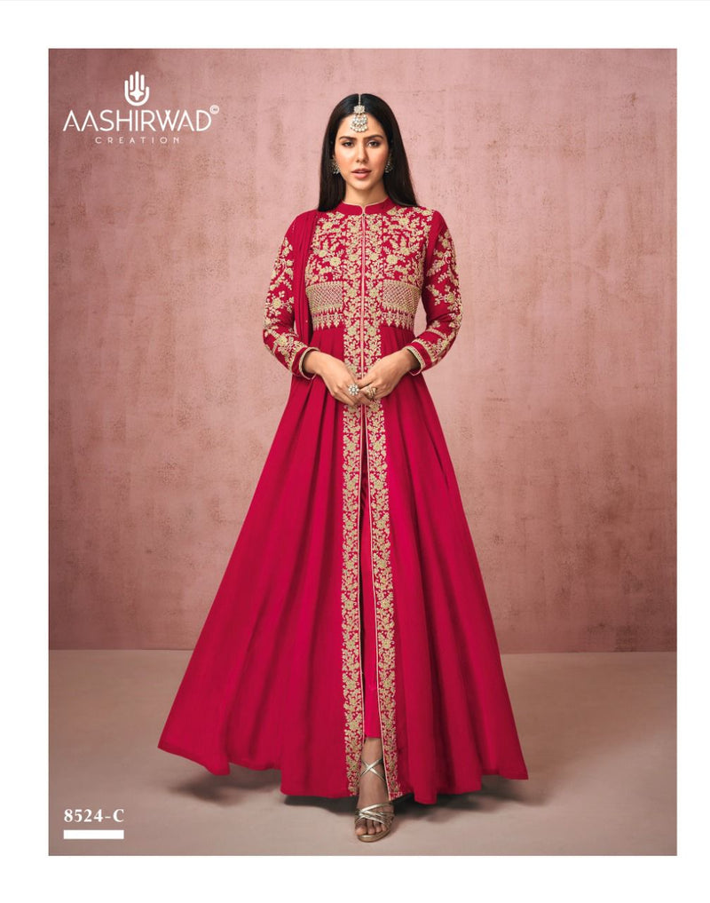 Aashirwad Sonam Real Georgette Silk Santoon Fancy Gown
