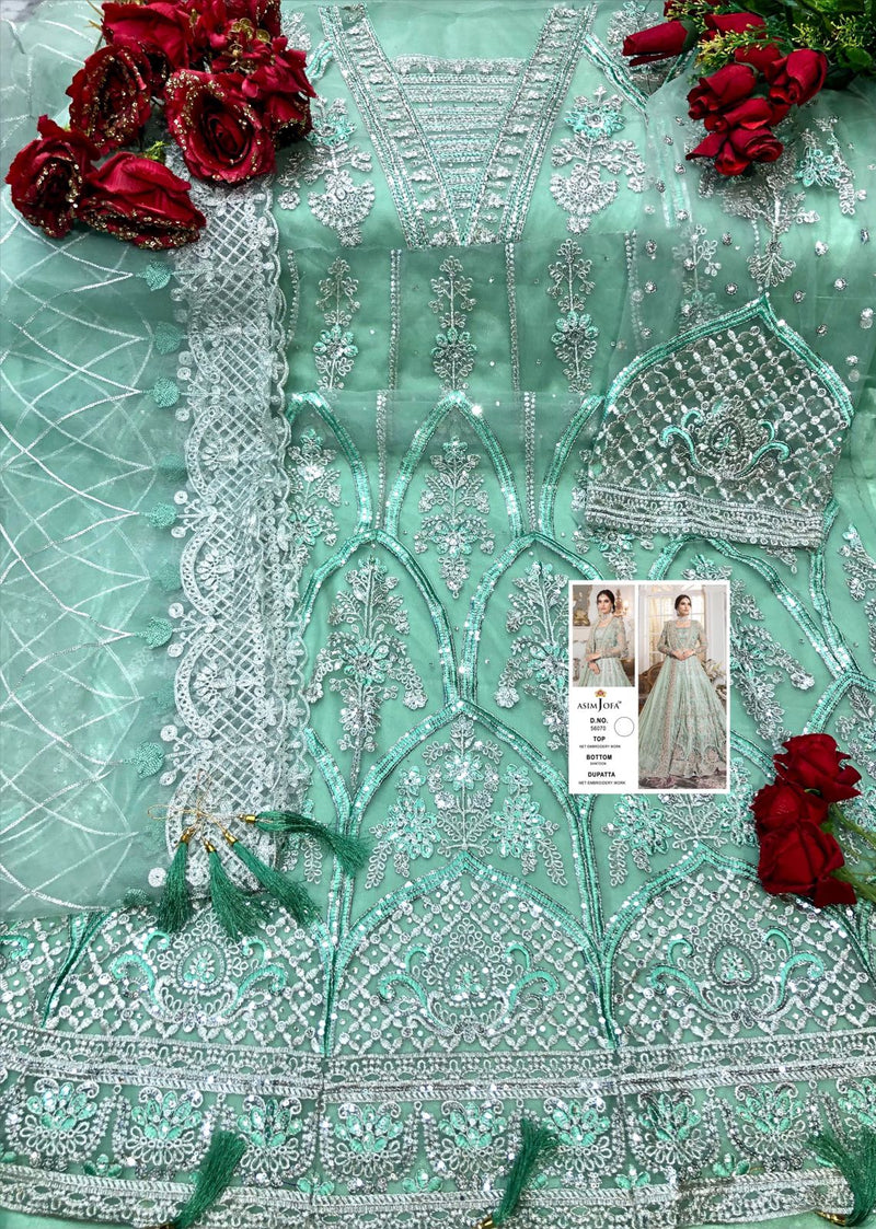 Aasim Jofa Dno 56070 Net Embroidered Heavy Handwork Bridal Lehenga