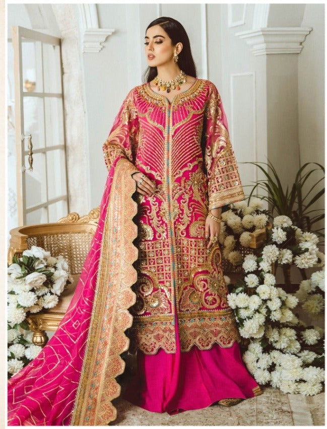 Asim Jofa Jf 56064 Net Embroidery Work Heavy Designer Bridal Wear Salwar Suit