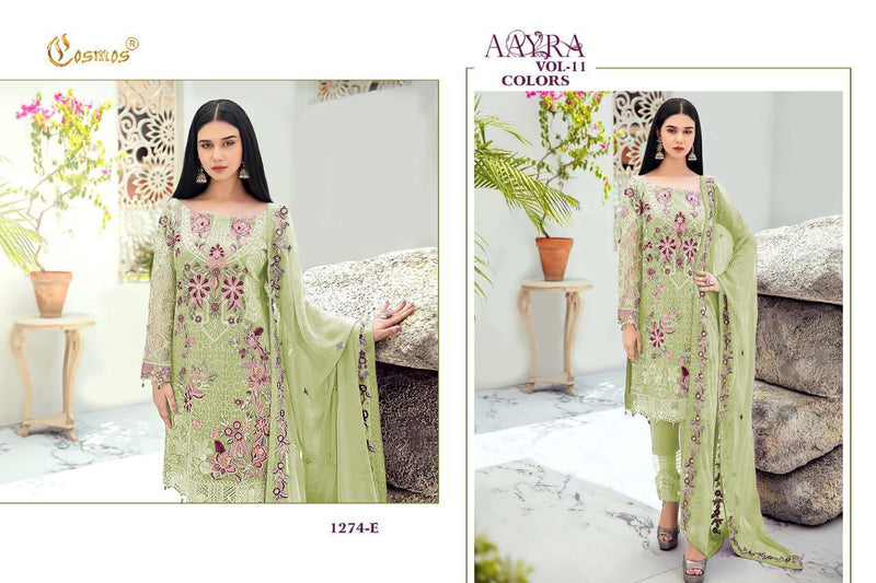 Aayra Vol 11 Colors  By Cosmos Fashion Fox Georgette With Heavy Embroidery Work Fancy Look Party Wear Salwar Suits