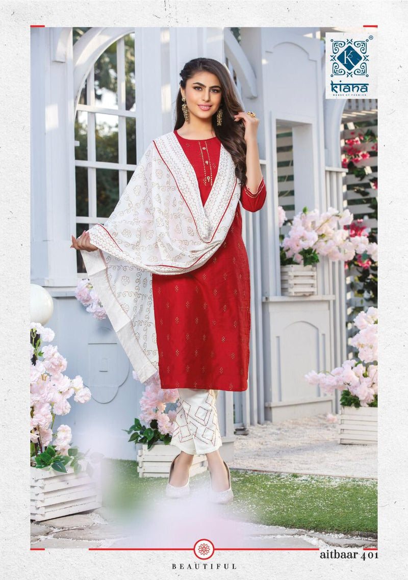 Kiana Launched Aitbaar Vol 4 Chanderi Silk Exclusive Party Wear Kurtis