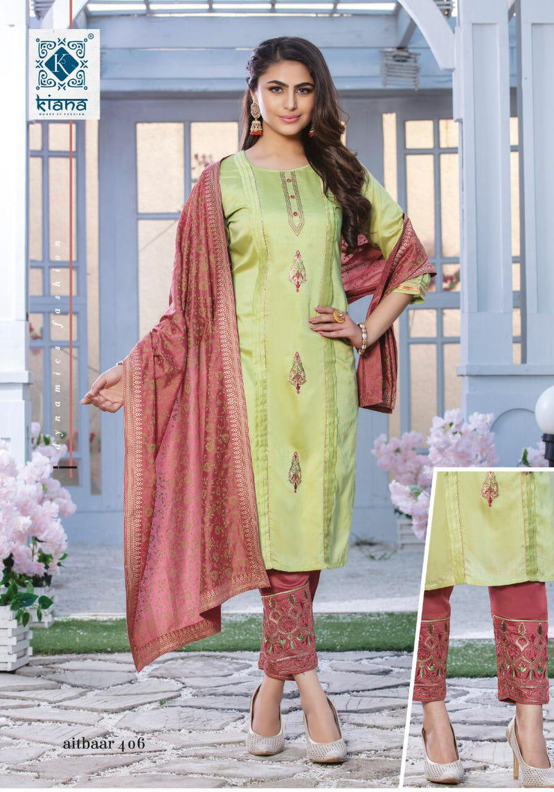 Kiana Launched Aitbaar Vol 4 Chanderi Silk Exclusive Party Wear Kurtis