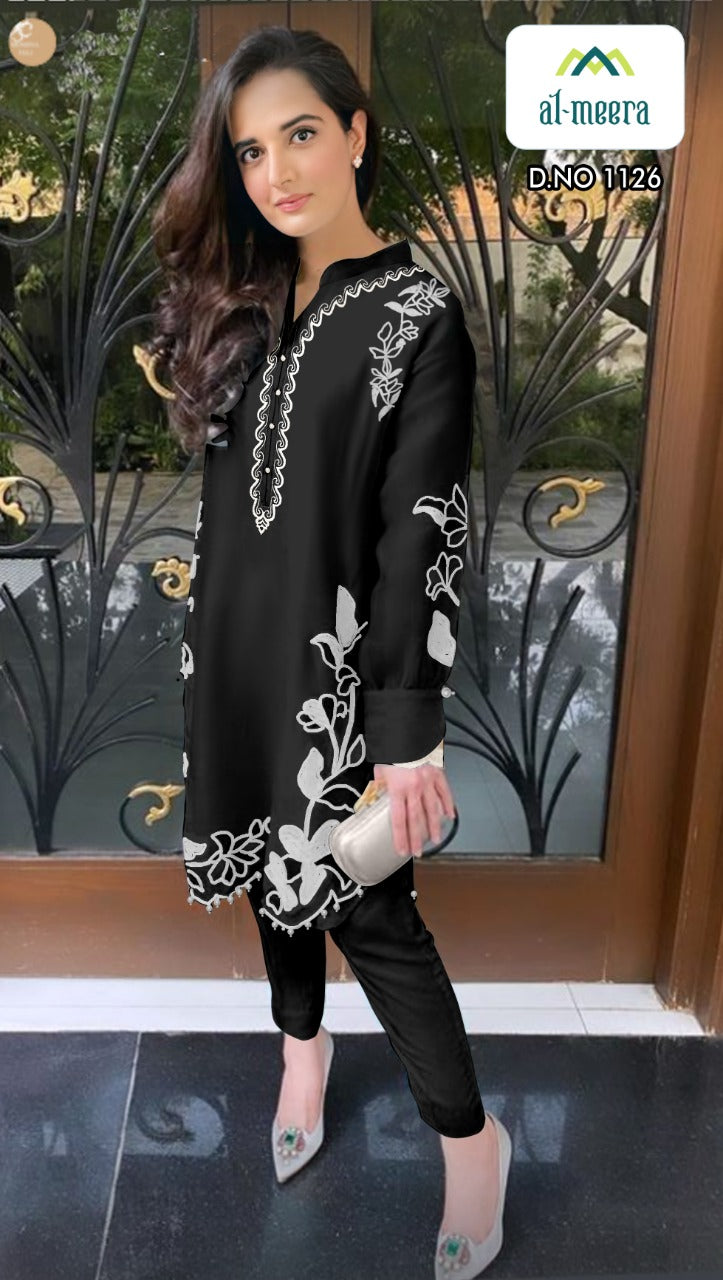 Al Meera D No 1126 Muslin Luxury Pret Collection Exclusive Zardori And Aari Work Fancy Salwar Suits