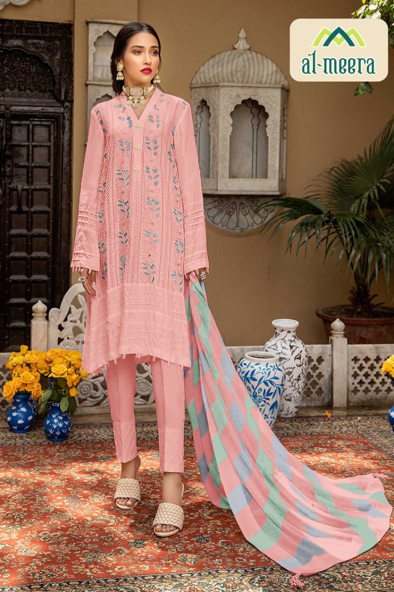 Al Meera D No 1128 Designer Jam Satin Exclusive Embroidery Work Casual Wear Pakistani Salwar Suits