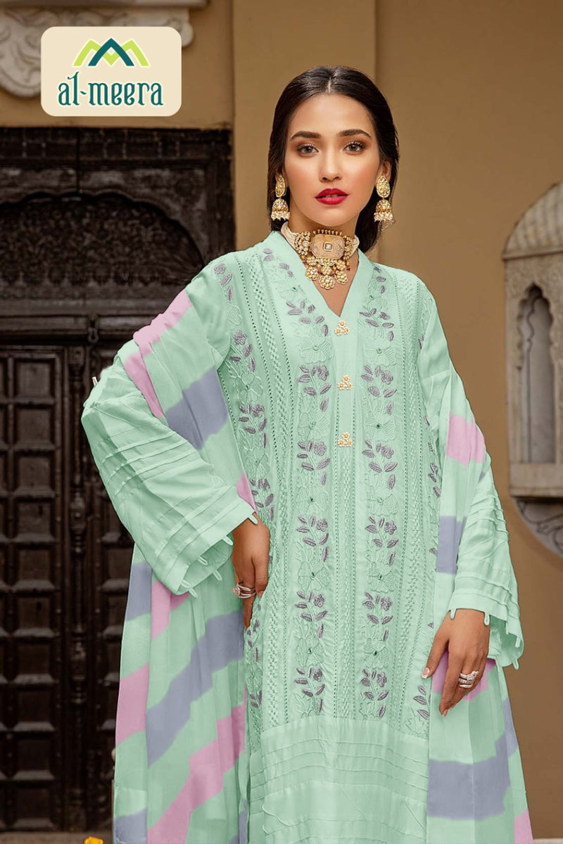 Al Meera D No 1128 Designer Jam Satin Exclusive Embroidery Work Casual Wear Pakistani Salwar Suits