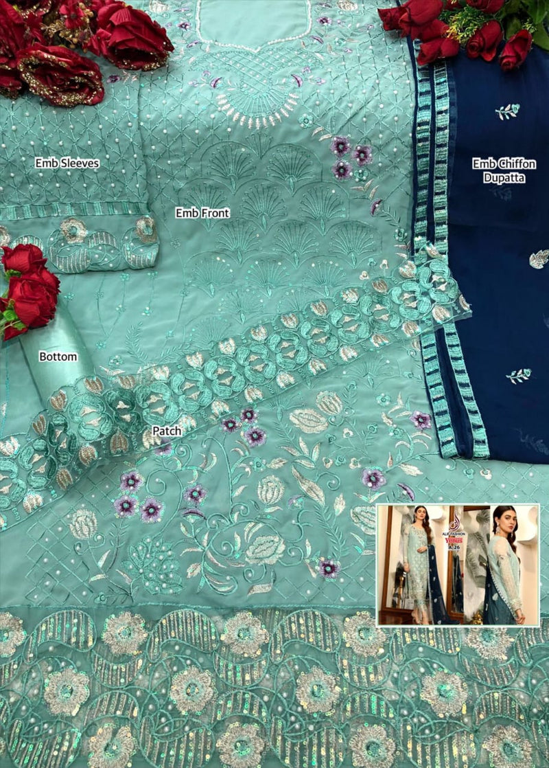 Alif Fashion Venus A 26 Faux Georgette Heavy Embroidered Sequence Work Suit