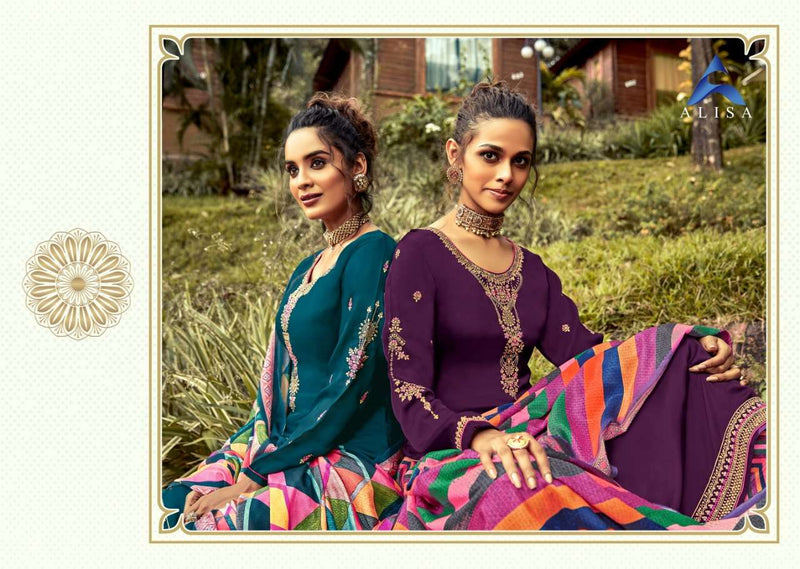 Alisa Fashion Aanya Georgette Heavy Embroidery Work With Diamond Work Salwar Kameez
