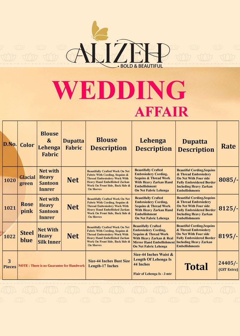 Alizeh Wedding Affair Floral Cording With Thready Embroidery Work Partywear Collection