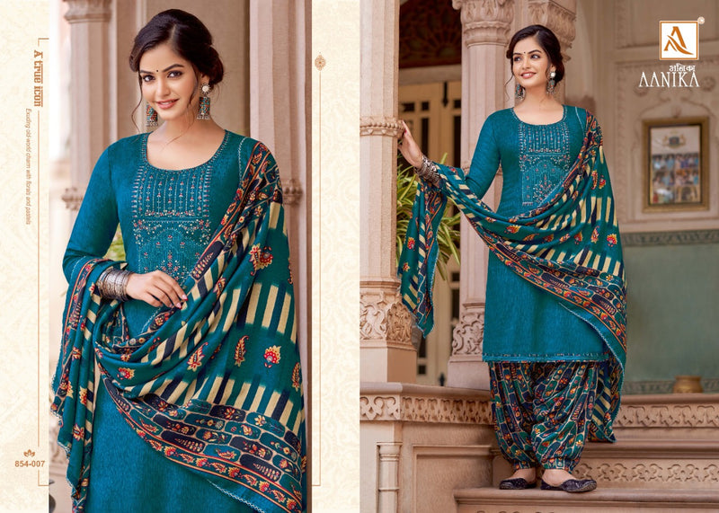 Alok Suit Aanika Pure Wool Pashmina Seft Embroidery Work Salwar Kameez