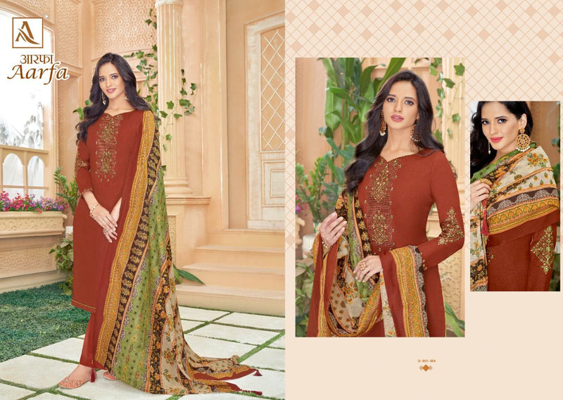 Alok Suit Aarfa Jam Cotton Self Embroidery Diamond Work Salwar Kameez