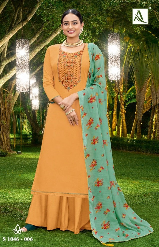 Alok Suit Bhavya Pure Jam Self Embroidered Printed Diamond Work Salwar Suit