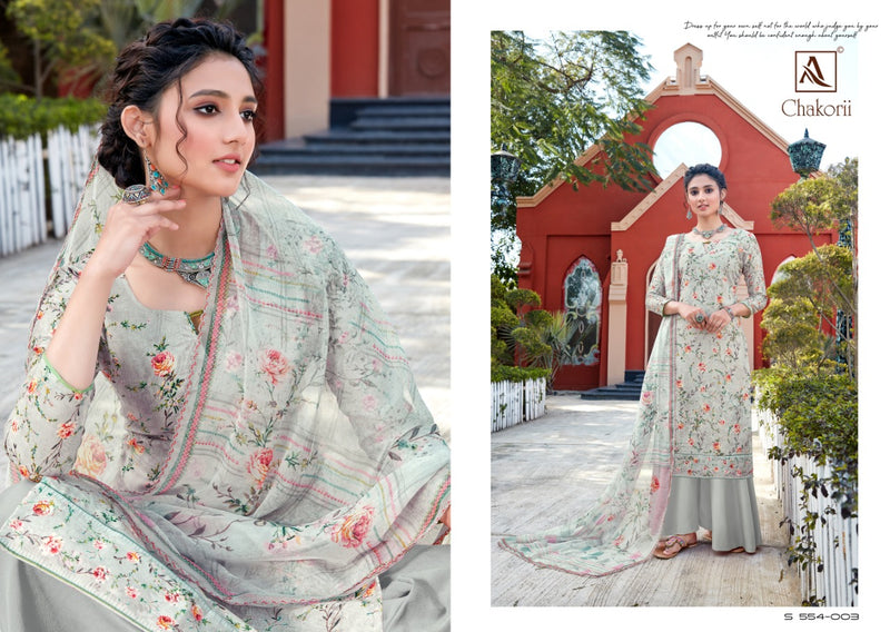 Alok Suit Chakori Pure Jam Cotton Self Embroidery Work Digital Print Salwar Suit