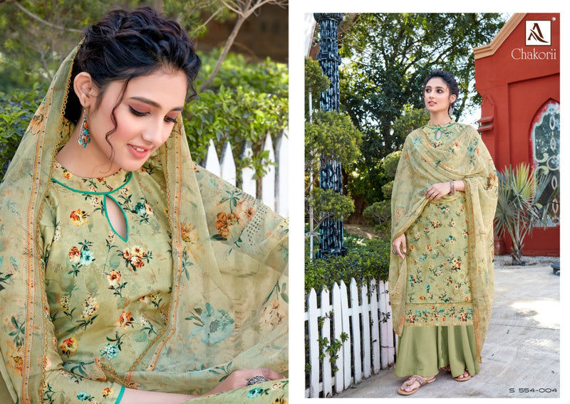 Alok Suit Chakori Pure Jam Cotton Self Embroidery Work Digital Print Salwar Suit