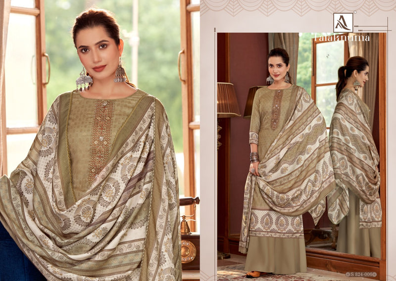 Alok Suit Falaknuma Pure Wool Pashmina Digital Print Heavy Embroidered Salwar Suit