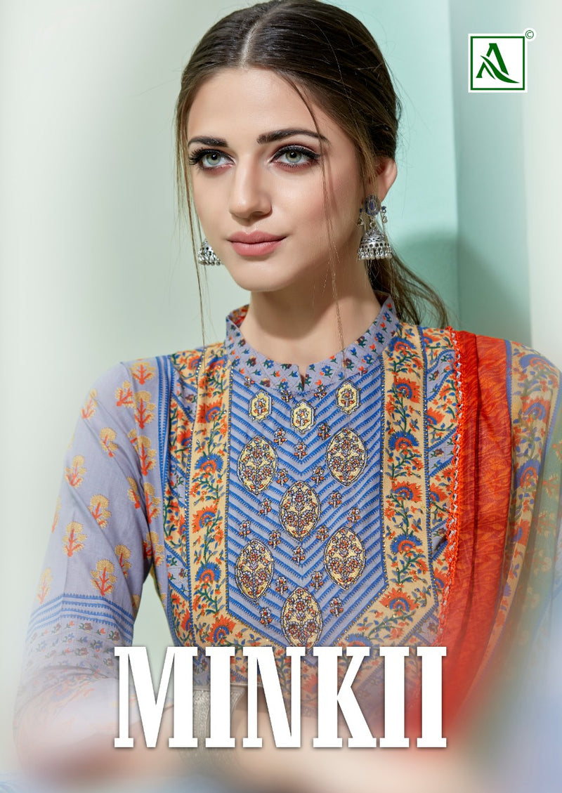 Alok Suit Presents Minkii Cambric Cotton Printed Embroidery Salwar Kameez