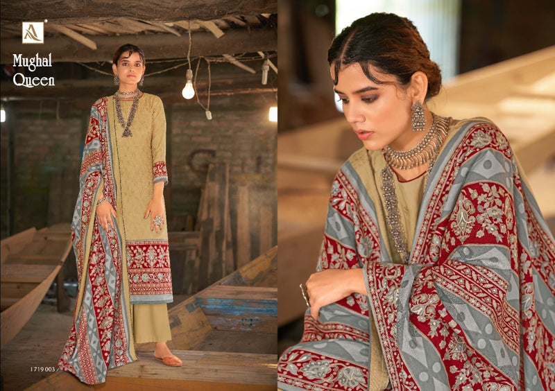 Alok Suit Mughal Queen Pashmina print With Goldan Touch Suit