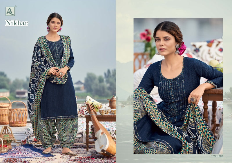 Alok Suit  Nikhar Pashmina Self Print With Exclusive Embroidery Salwar Suit