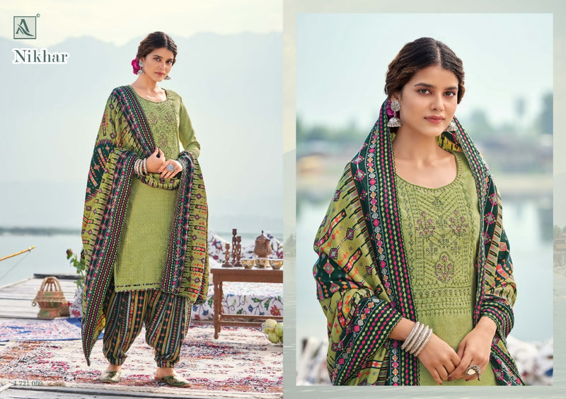 Alok Suit  Nikhar Pashmina Self Print With Exclusive Embroidery Salwar Suit