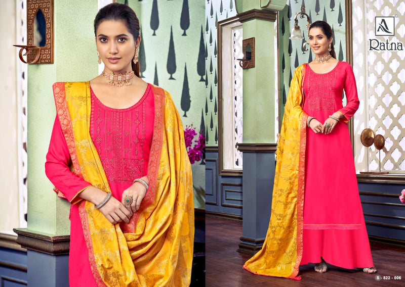 Alok Suit Ratna Viscose Rayon Dyed With Embroidery Work Suit