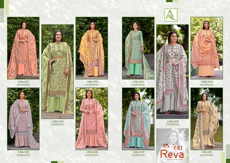 Alok Suit Reva Pure Wool Pashmina Digital Printed Embroidered Salwar Kameez