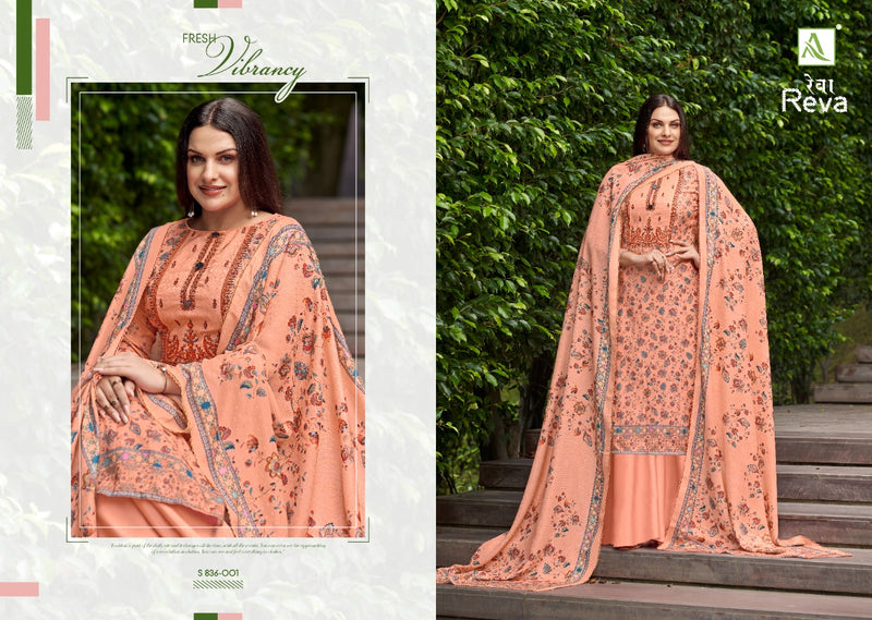 Alok Suit Reva Pure Wool Pashmina Digital Printed Embroidered Salwar Kameez