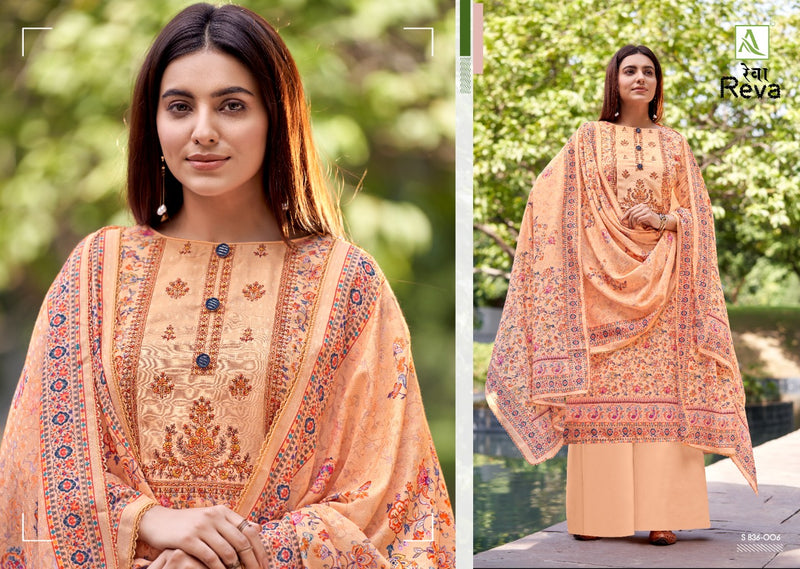 Alok Suit Reva Pure Wool Pashmina Digital Printed Embroidered Salwar Kameez