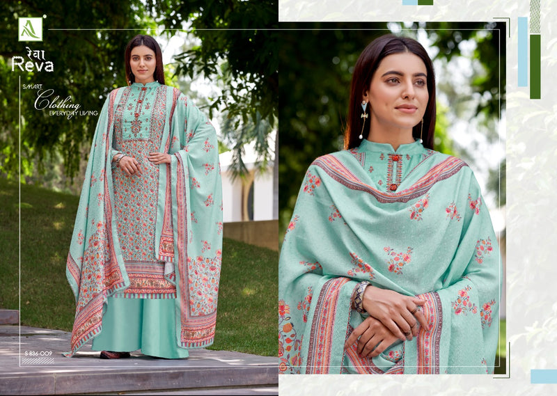 Alok Suit Reva Pure Wool Pashmina Digital Printed Embroidered Salwar Kameez