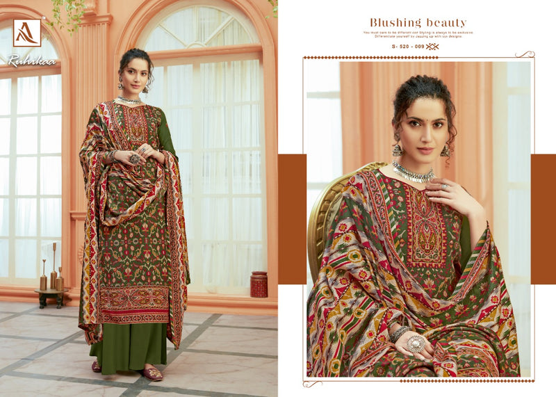 Alok Suit Ruhikaa Pure Wool Pashmina Digital Pirnt Swarovski Work Salwar Kameez