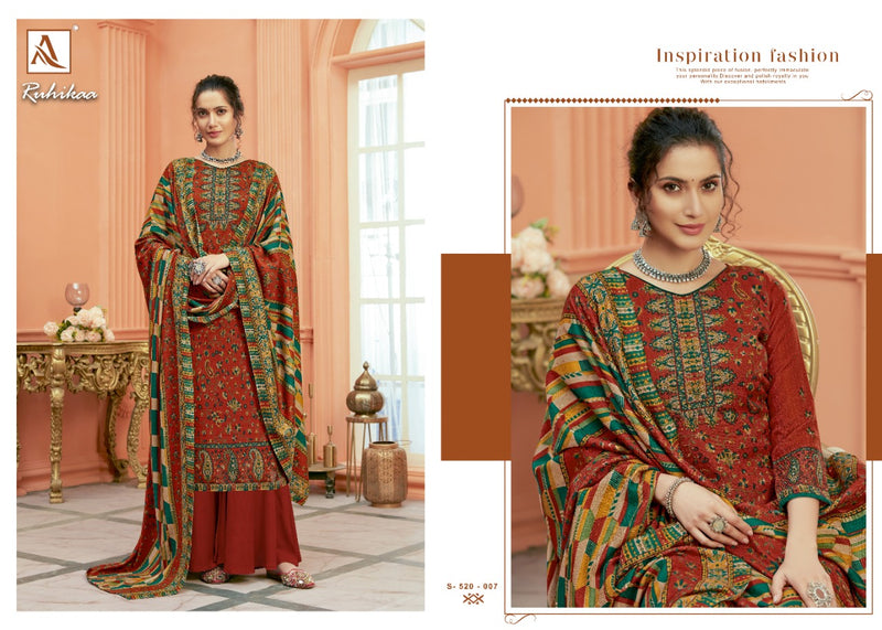 Alok Suit Ruhikaa Pure Wool Pashmina Digital Pirnt Swarovski Work Salwar Kameez