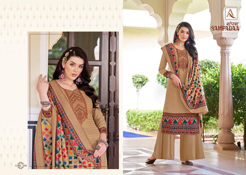 Alok Suit Sampadaa Pure Wool Digital Print Pashmina Embroidery Work Salwar Kameez