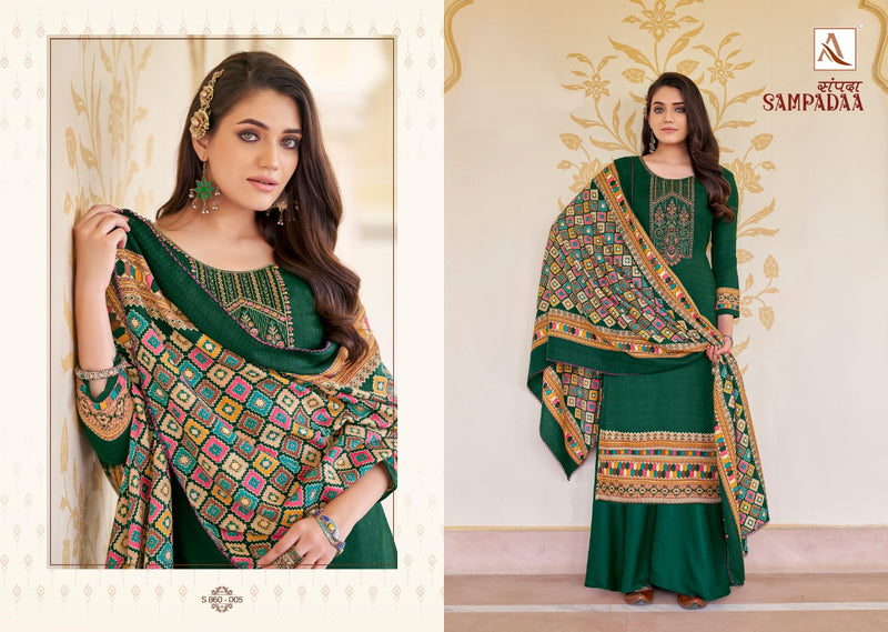 Alok Suit Sampadaa Pure Wool Digital Print Pashmina Embroidery Work Salwar Kameez