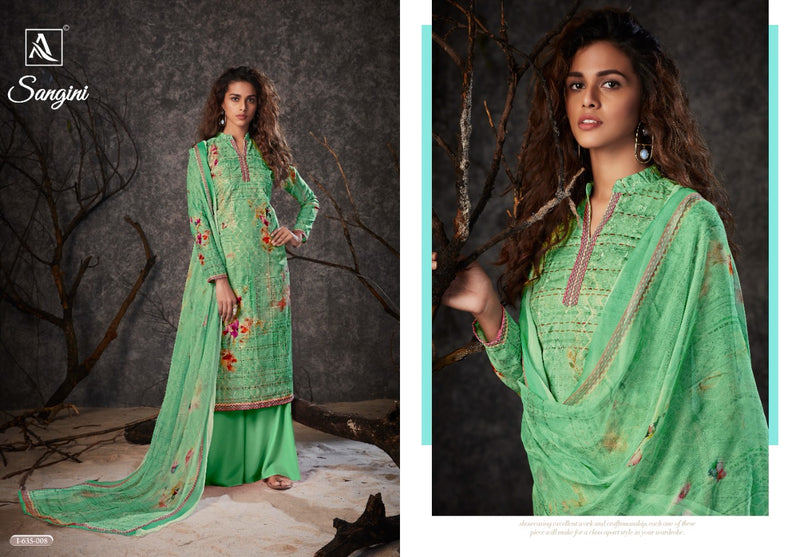 Alok Suit Sangini Pure Fancy Cotton Self Embroidery Work Digital Print  Salwar Kameez