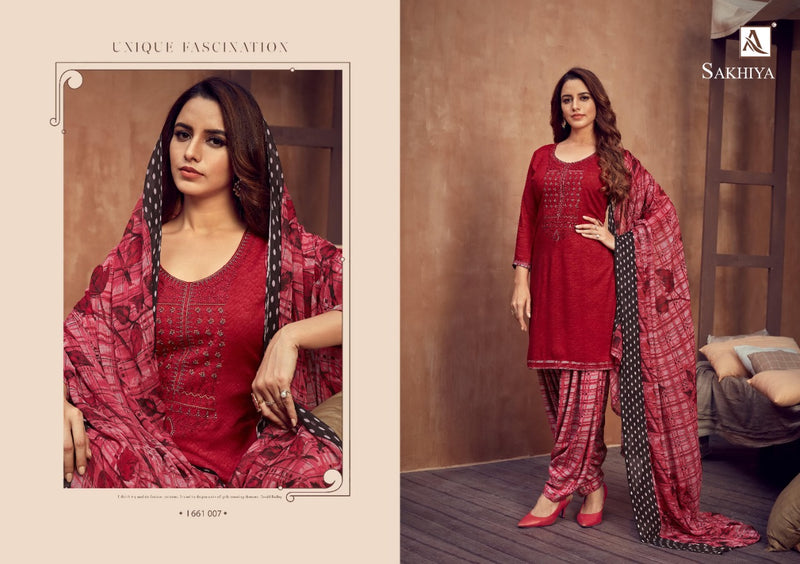 Alok Suit Sakhiya Pure Viscose Rayon Print With Embroidery Work Salwar Kameez