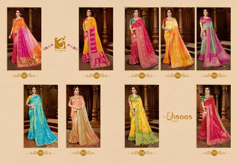 Aloukik Fashion Presents ehsaas Viscose Silk Heavy Printed Designer Party Wear Fancy Sarees