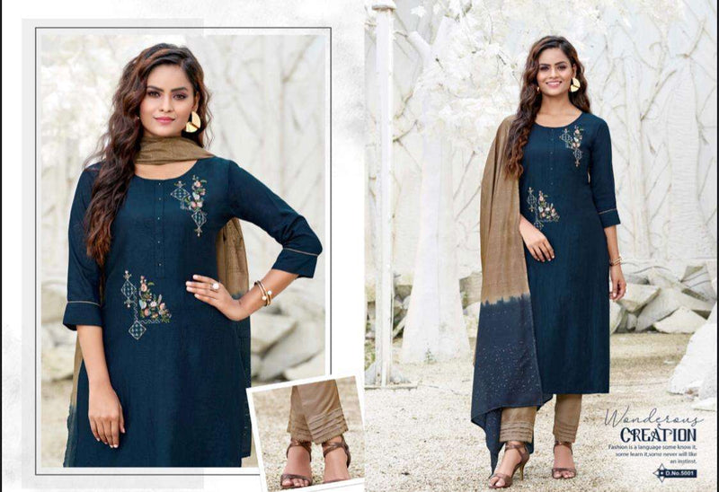 Amaaya Garments Precious Chinon Silk With Sequence Embroidery Work Kurti Collection