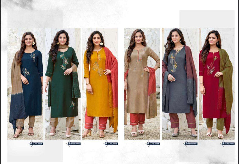 Amaaya Garments Precious Chinon Silk With Sequence Embroidery Work Kurti Collection