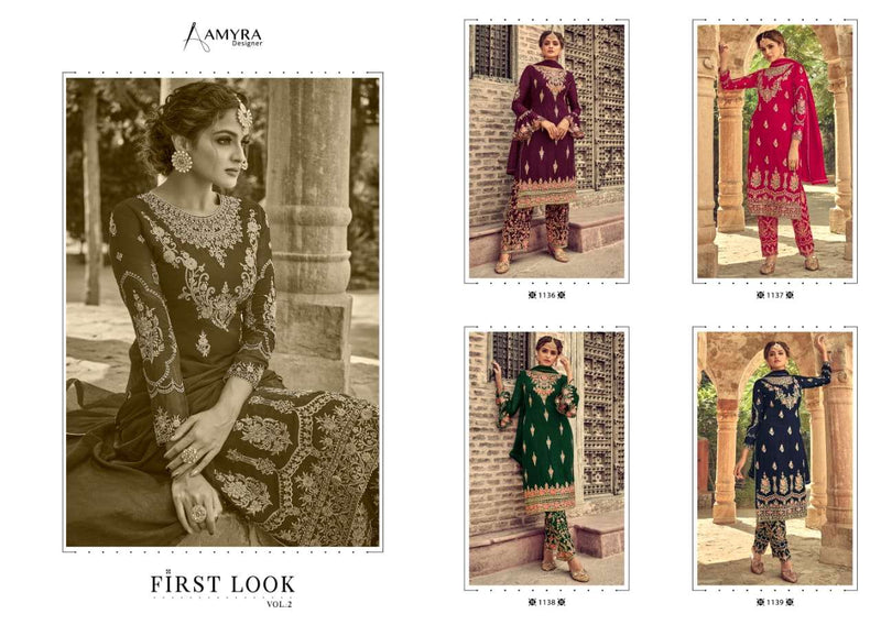 Amyra Designer First Look Vol 2 Georgette With Heavy Embroidery Diamond Work Sawlar Suit