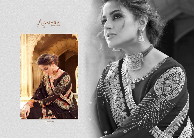 Aamyra Designer Jasmine Georgette Heavy Embroidery Work Bridal Wear Salwar Kameez