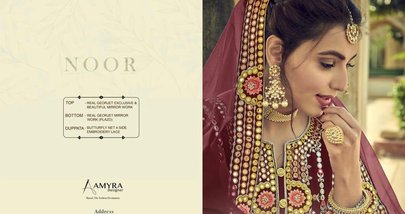 Amyra Designer Noor Georgette Exclusive Embroidery Mirror Work Salwar Kameez