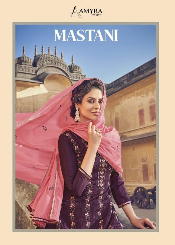 Amyra Designer Presents Mastani Chinon With Heavy Embroidery Work Fancy Casual Wear Salwar Kameez