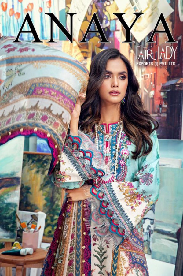 Anaya Embroidery Collection By Fairlady With Lawn Cotton Pakistani Stylish Designer Salwar Kameez