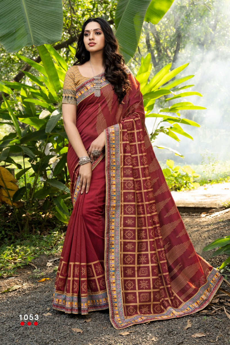 Angarika Launch By Moonlight Silk With Digital Printed With Classic Border Fancy Casual Wear Sarees